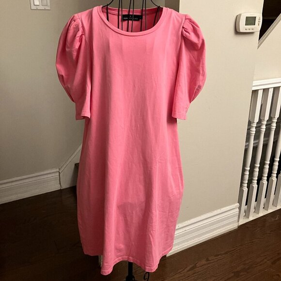 Pink Puffy Sleeve Dress - Picture 1 of 5